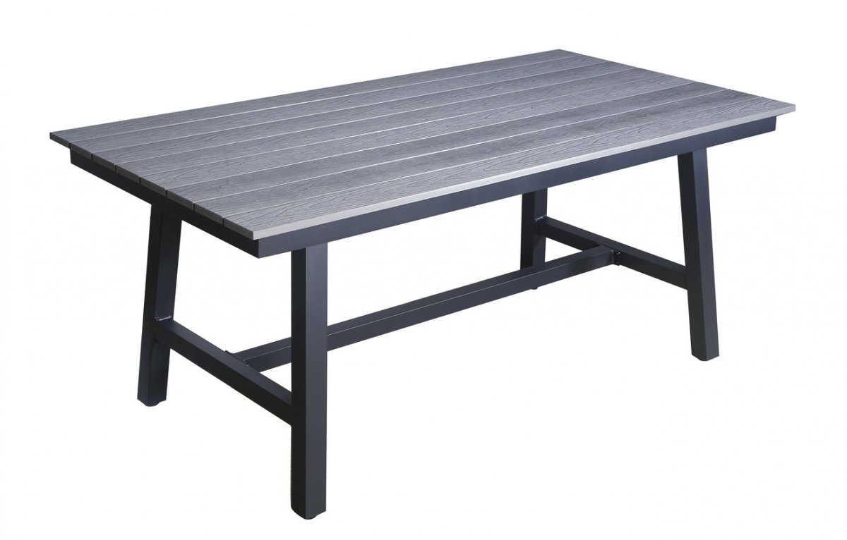 Стол обеденный Сан Ремо из ДПК, каркас алюминиевый темно-серый фото 3
