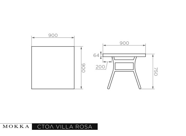 MOKKA ВИЛЛА РОСА / VILLA ROSA стол обеденный квадратный